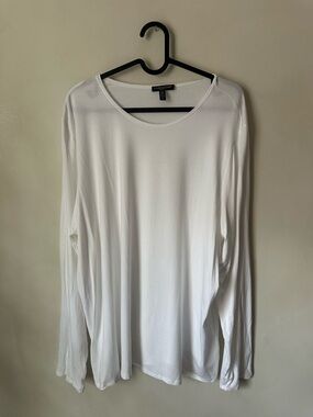 Eileen Fisher White Flared Long Sleeve Top 2X
